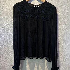 Free People - Elegant Black Long Sleeve Blouse